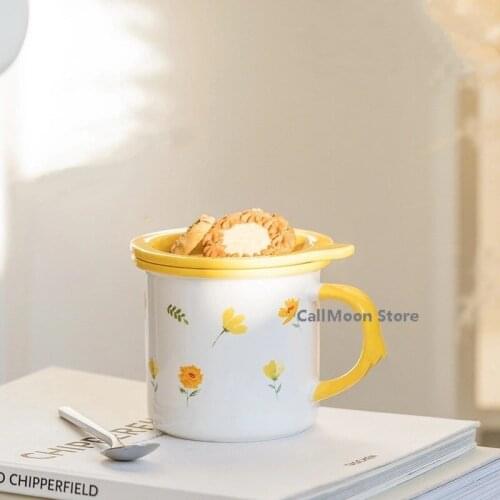 Ceramic Coffee Mug and Cups Large Capacity Hand Painted Flower Household Office Using Porcelain Creative Drinking Water Mug