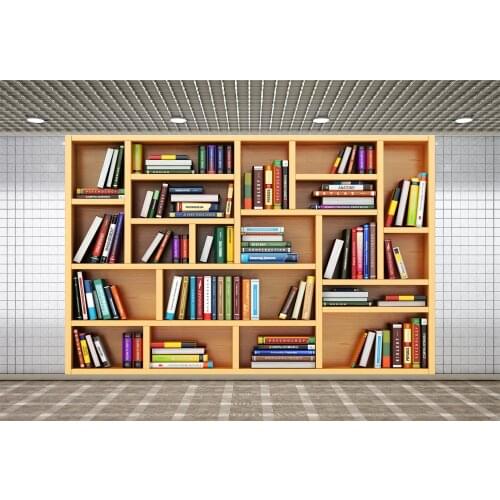 Bookcase Photography Background Graduation Photos Classroom Wall Backdrop Library Decor School Party Background Photo Props