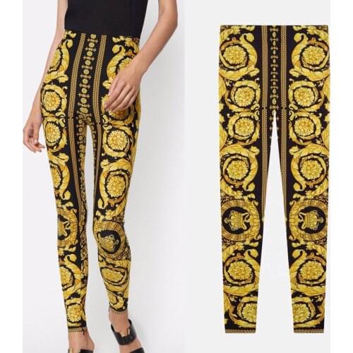 Mujer Seamless Slim Tight Fitness Legging Sexy Women Leggings Slim High Waist Leggins New Jungle Golden Print Fitness Legging