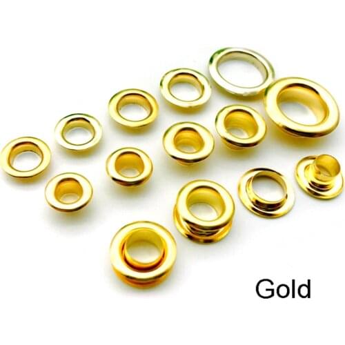 20pcs Gold Double Sided Brass Eyelets 4/4.5/5/6/8/10mm Leather Craft Grommet Clothing Bags Repair