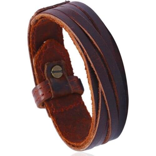 Fashion Vintage Handmade Genuine Leather Cuff Bracelet Punk Multilayer Braided Rope Charm Wristbands Bangle Hippie Retro Jewelry