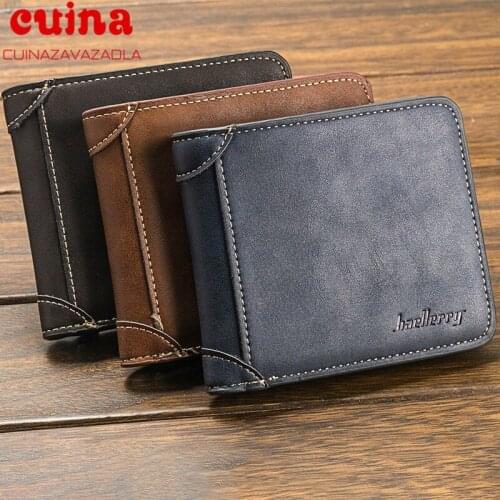 Fashion Vintage Men Leather Wallet Short Slim Male Purses Money Credit Card Holders Men Wallet Money Bag