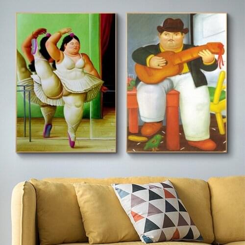Man with A Guitar By Fernando Botero Famous Art Paintings Bailarina Canvas Art Posters and Prints Classical Pictures Home Decor