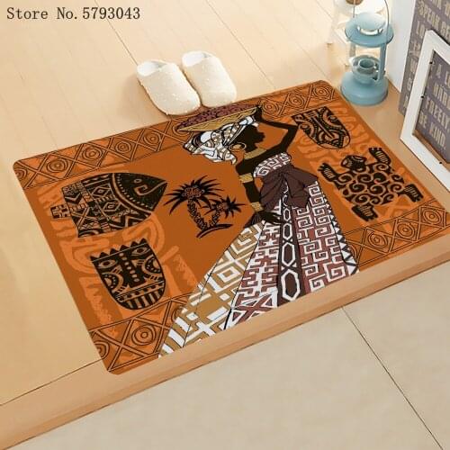 African Woman Doormat 3D Print Style Exotic Carpet Kitchen Doorway Floor Mat For Living Room Home Textile Anti-Slip Mat Decor