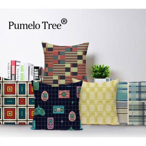 Geometric Pillow Case Plaid Colorful Decorative Cushions Cover Stripe Pillowcase Farmhouse Home Decor Car Print Cushion Covers