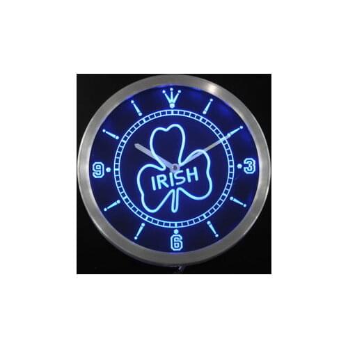 Nc0328 Irish Pub Shamrock Bar Beer Neon Light Signs LED Wall Clock