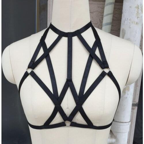 New Gothic Harajuku sexy lingerie wonen Harness cage bra Adult Pole dance Binding cage bra body bondage harness