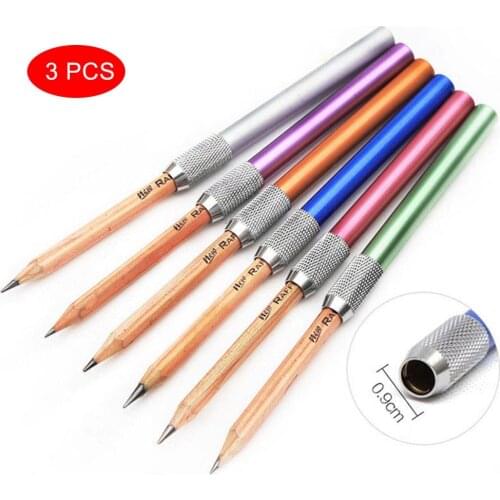 Wholesale 3pcs/set 10.4cm Metal Drawing Writing Pencil Extender Holder Sketch School Office Art Writing Tool Accessories