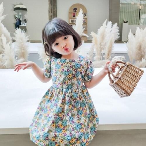 1 2 3 4 5 Years Summer A-Line Dress Toddler Girl Floral Children Princess Kids Mini Dress Party Pastoral Style Doll Clothing