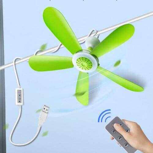 Remote Control Timing 5W Ceiling Fan Air Cooler 3 Speed USB Fan for Bed Camping