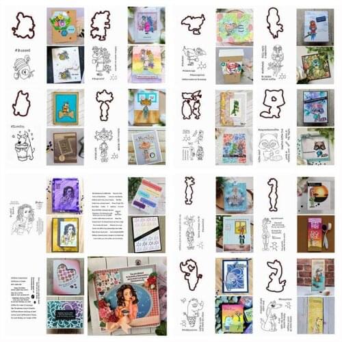 Caffeinated Buzzed Bee Reindeer Giraffe Beautiful Girls Cutting Dies Match Clear Stamp Card Album Making DIY Crafts Stencil 2020