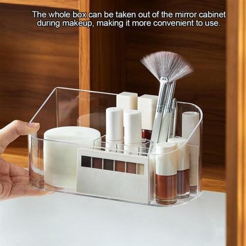 Transparent Makeup Organizer Lipstick Storage Box Non-slip Grids Desktop Cosmetic Jewelry Display Rack