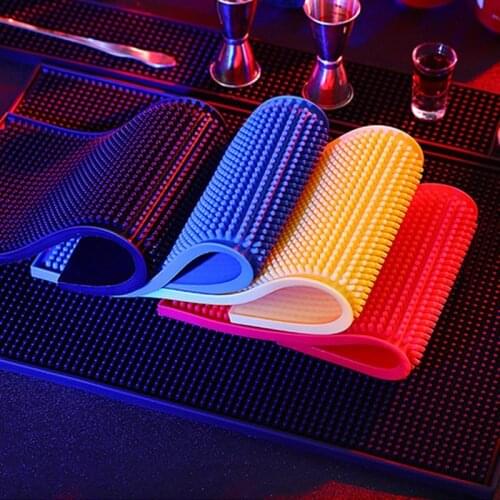 Cocktail Bartending Tools Bar Mat Rubber Service Bar Mat Black Anti-slip Coaster Beer Bar Coffee Spill Mats Cafe Tools