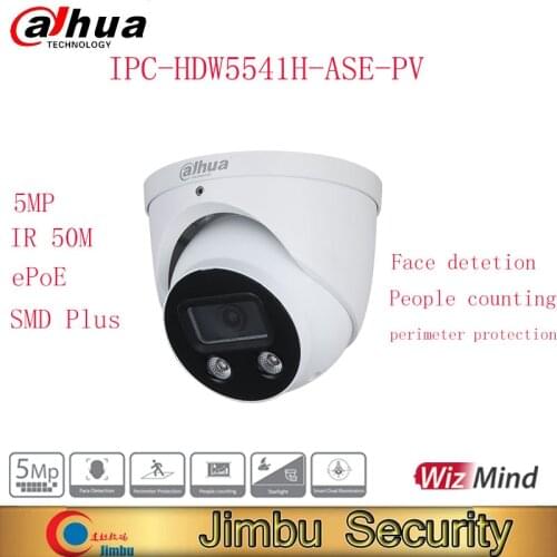 Dahua 5MP Fixed-focal Eyeball WizMind Network Camera HDW5541H-ASE-PV support ePoE face detection home security camera system