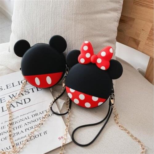 Disney mcikey mouse Girlfriend Back Children Chain Headphone Bag Silicone Zipper Earphone Cables Key Storage Bag Cute Coin Purse