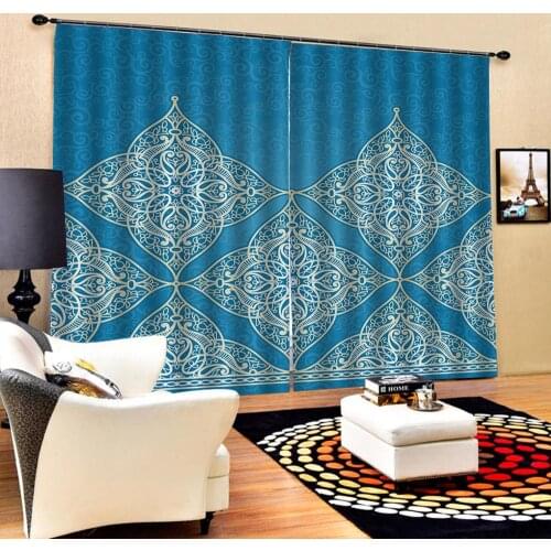 Blue curtains Customized size Luxury Blackout 3D Window Curtains For Living Room personality curtains