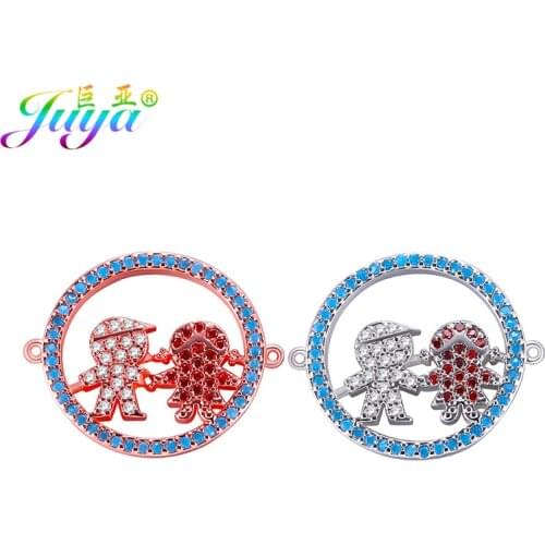 Connector Charms Accessories Micro Pave Zircon Boy and Girl Friendship Charms For Women Bracelets Necklaces Earrings DIY Making