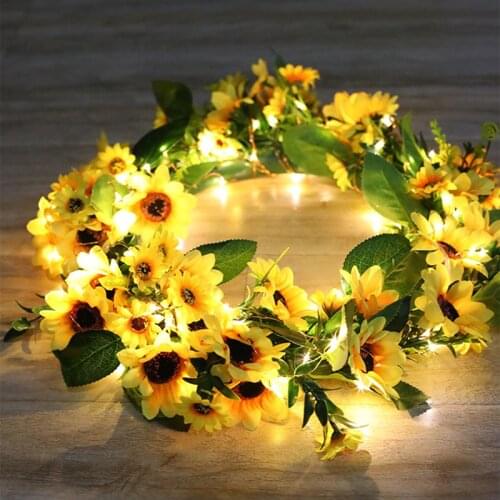 Led Christmas Lights Room Hanging Ring Garland Lights New Wedding Holiday Rose Lantern Sunflower Lantern Fairy Light