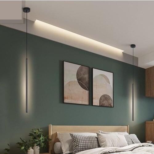 Geometry Line Strip Droplight Led Hanglamp Living Room TV Wall LED Pendant Lights Dining Room Study Bedroom Bedside Lamps