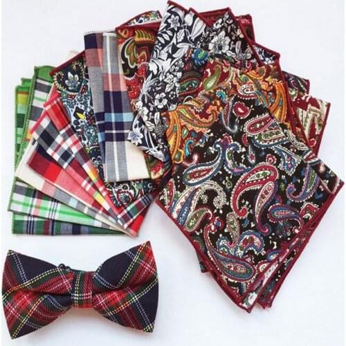 20 Styles Vintage Mens Cotton Pocket Square Wedding Square Paisley Hanky Western Style Floral Handkerchief for Suit Pocket