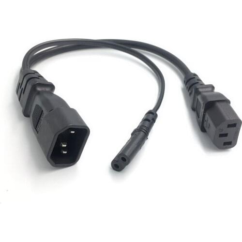 Y Type Splitter Power Cord ,IEC320 C14 Plug 3-Prong Male Power Cable Cord AC Power Adapter to C7 +C13 Female