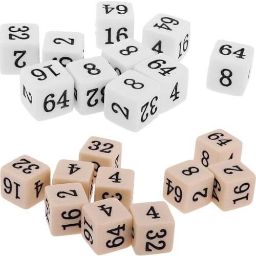 Fun Acrylic 10pcs Opaque Six Sided Multiple Dice for TRPG Game Lovers Party Board Game Toys Family Child Club Game Beige White