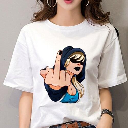 New T shirt Women personality girl printed Harajuku Tshirt Thin section Short Sleeve hipster T-shirt White Tops Female Clothing