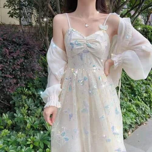Bella new Sweet Spring Summer 2021 Women Fashion Lace Embroidery Butterflies Decor Party Dresses Casual Street Boho Vestido Midi