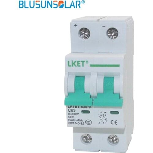 1pcs 2 Pole 32A 50A 63A DC1000V MCB DC Circuit Breaker Solar energy photovoltaic (pv) solar dc switch