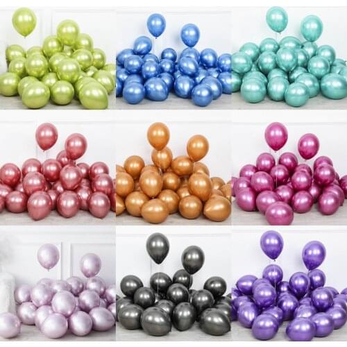 10Pcs 10/12inch Glossy Metal Pearl Latex Balloons Thick Chrome Metallic Colors helium Air Balls Globos Birthday Party Decor