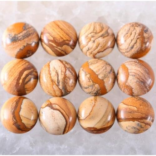 16MM Round Cabochon CAB Natural Stone Picture Jaspers No Drilled Hole Bead for Women Men DIY Jewelry Making Ring 10Pcs 910