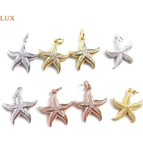5pcs Brass Star Pendant Starfish Pendant Necklaces For Women Starfish Sea Star Pendant Marine Charm Pendant DIY Jewelry Making