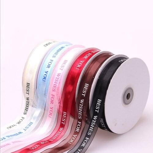 5 colors polyester best wishes for you Lacy alphabet ribbon 2.5cm birthday gifts cake box gift flower baking decoration ribbon