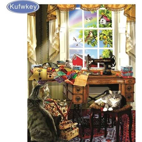 5D DIY diamond painting crystal diamond embroidery cross stitch casual cat picture sewing home decoration drop shipping