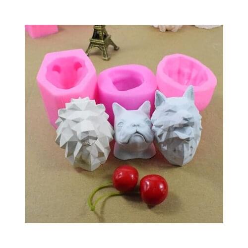 Bulldog Wolf Lion Handmade Candle Wax Aromatherapy Pendant Silicone Mold Gypsum Plaster Mold H961