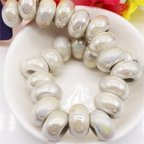 10Pcs Rondelle Ceramic Porcelain Round Loose Large Hole Spacer Beads For Women Girls Jewelry Making Fit Pandora Charms Bracelet