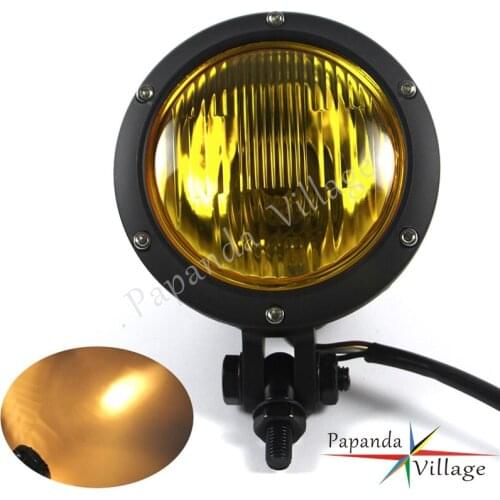 Black Amber Motorcycle 12V 55/60W HI/LO Beam Front Headlight Vintage Headlamp Lighting Universal for Harley Cafe Racer Chopper