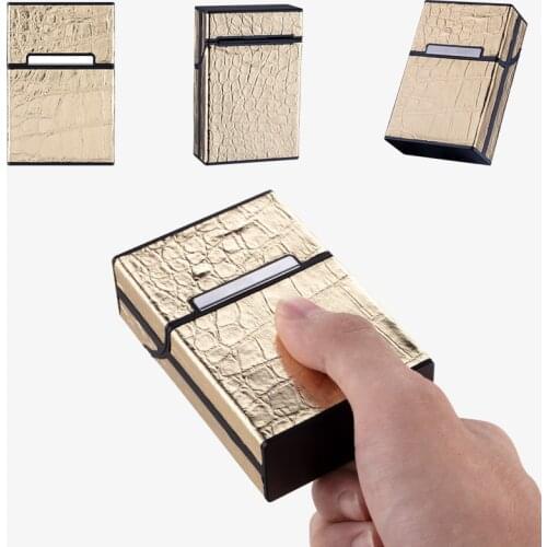 Crocodile Cigarette Holder Box for Men Woman Leather Cigarette Case Smoking Accessories Button Design