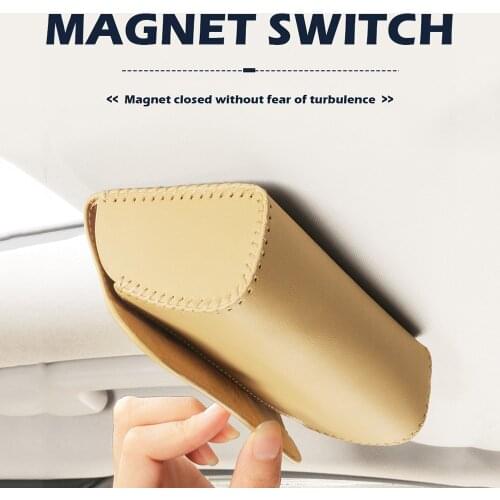 Glasses Holder for Car Sun Visor, Leather Sunglasses Clip Storage Case,Automotive Interior Accessories Apply to All Car Models