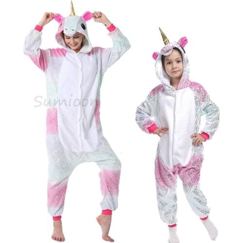 Kids winter licorne pajamas children panda rabbit sleepwear unicorn kigurumi onesies for boys girls blanket sleeper baby costume