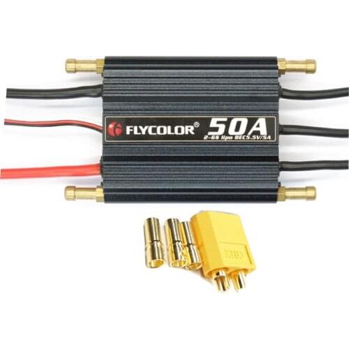 Flycolor 50A ship model ESC is suitable for no more than 60cm boat brushless waterproof ESC Boat ESC XT60 plug