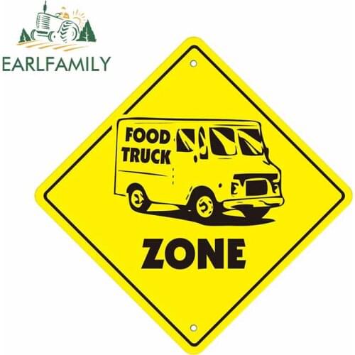 EARLFAMILY 13cm x 13cm for Food Truck Crossing Decal Car Stickers Waterproof Vinyl Decal Wall Door DIY Street Signs Decoration