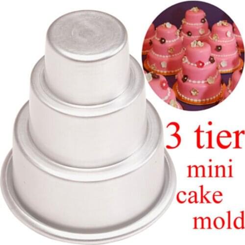 Silver Fashion Special Pudding Mould DIY Mini 3-Tier Cupcake Pudding Chocolate Cake Mold Baking Pan Mould Party Food