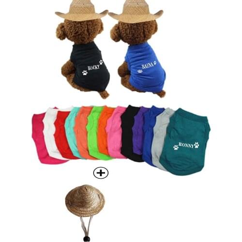 Customize Summer Spring Dog Clothes Hat For Pet Clothes Small Medium Large Dogs T-shirts Vest Cat Jacket Pajamas Pet Supplies