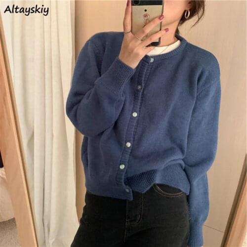 Cardigan Women Solid Plus Size 3xl Candy Color Outerwear Spring Autumn Soft Simple Basic Elegant Female Sweet All-match Knitted