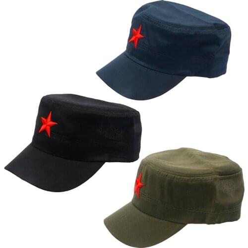 1Pcs Cotton Fashion Fabric Red Star Cap Unisex Retro Chinese Patrol Army Cap Gifts Adjustable Casual China Green Flat Hats