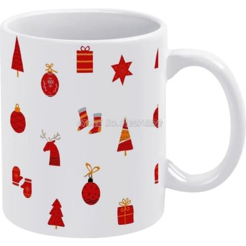 Pattern In Red And Orange Coffee Mugs Ceramic Personalized Mugs 11 Oz White Mug Tea Milk Cup Drinkware Travel Mug Tree Greenery