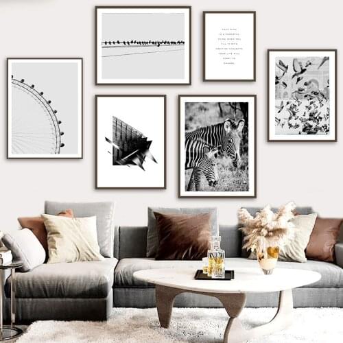 Ferris Wheel Zebra Pigeon Forest Quote Wall Art Canvas Painting Nordic Posters And Prints Wall Pictures For Living Room Decor