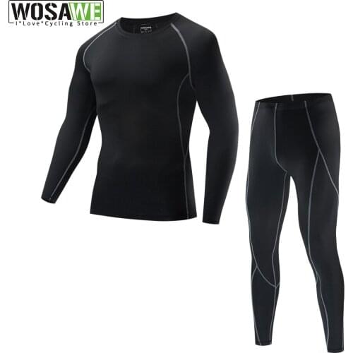 Compression Tights Underwear Men Autumn Sports Cycling Base Layers Bike Clothes Jersey Set Riding Winter Warm Long Sleeve