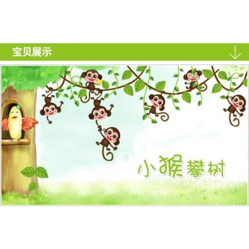 2019 Wall Stickers Hot New Jungle Monkey Tree Wall Sticker Vinyl Removable Kid Nursery Kids Art Decor Decal